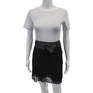Hanii Y Womens Eyelet Side Zip Lined Pencil Skirt Brown Size 44